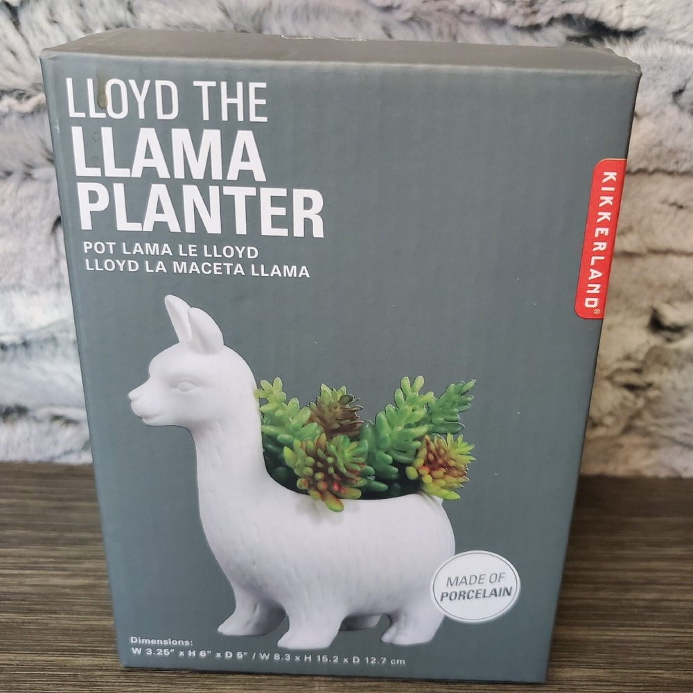 Lloyd the Llama White Bisque Pottery Succulent Planter‎ by Kikkerland Alpaca